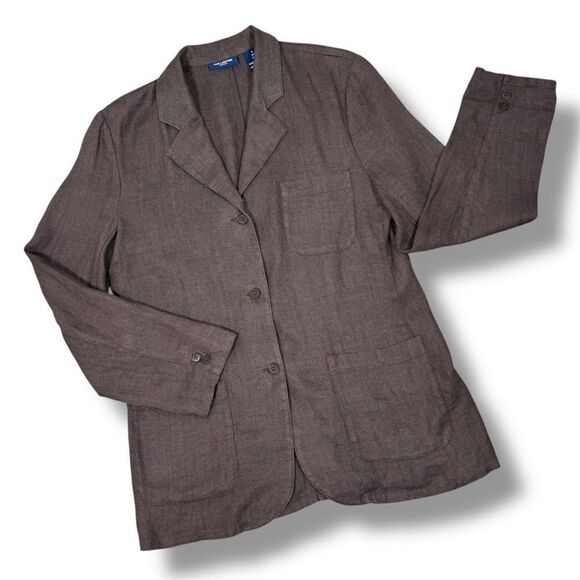 The Limited Brown Linen Boyfriend Blazer Jacket Taupe Size 9 Baggy Oversized - Picture 12 of 12